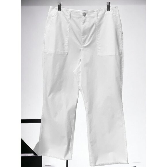 NEW DIRECTIONS FRINGED CUFF WHITE STRETCH FLAT FRONT STRAIGHT LEG PANTS NEW 12 - Picture 10 of 10